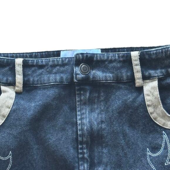 New AFTERHOUR Midnight Rodeo Set Black Wash Denim Embroidered Mini Skirt Sz M - Picture 2 of 12
